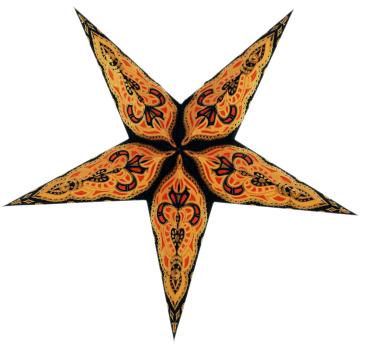 Baby Sumita Black / Orange - Foldable glowing Paperstar with 5 points, 40 cm